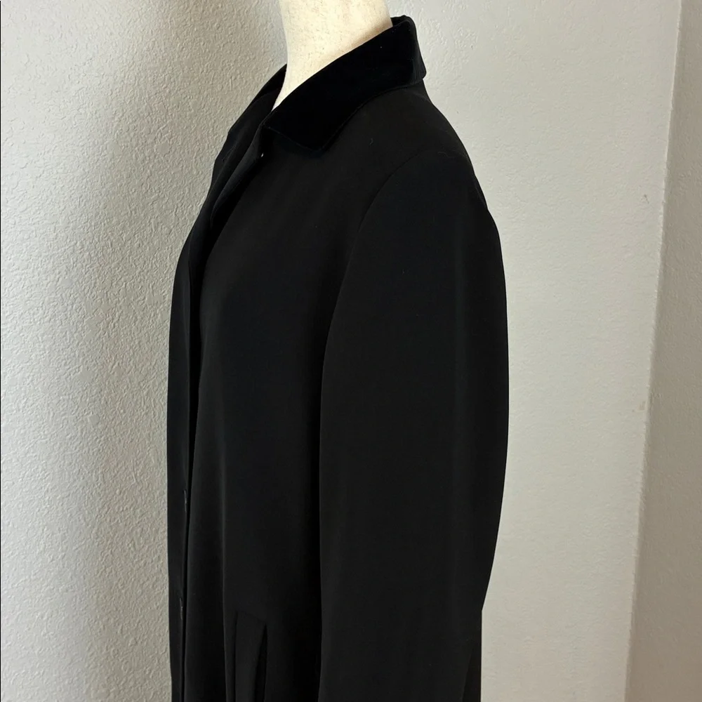 Gallery Long Lined Black Coat Velvet Collar Button Up Size 6 - Picture 4 of 11